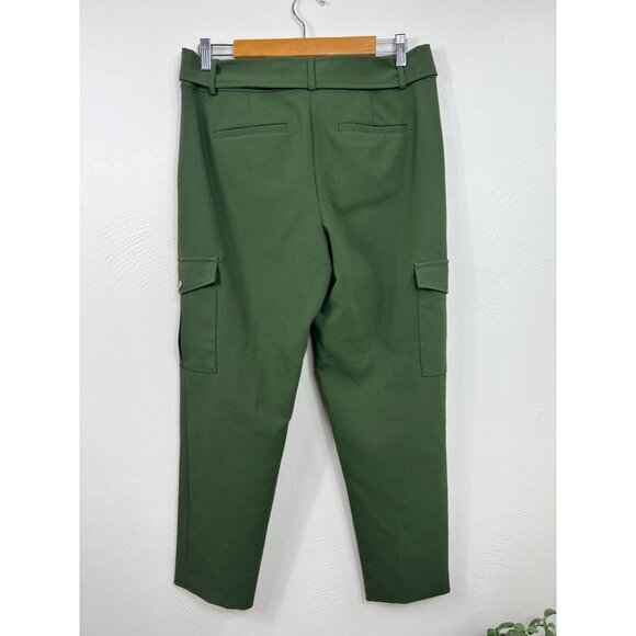Loft Womens Olive Cargo Cropped Pants With Tie Waist Size 6 Career Utility NWT - Picture 4 of 9